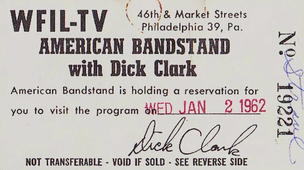 A 1962 American Bandstand ticket, an icon of American pop culture