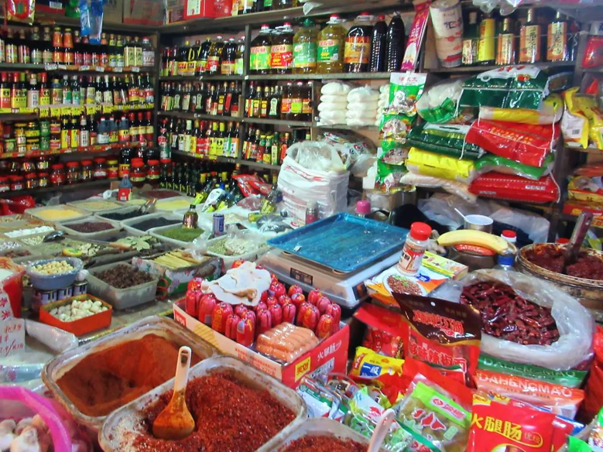 A colorful array of fiery spices for seasoning