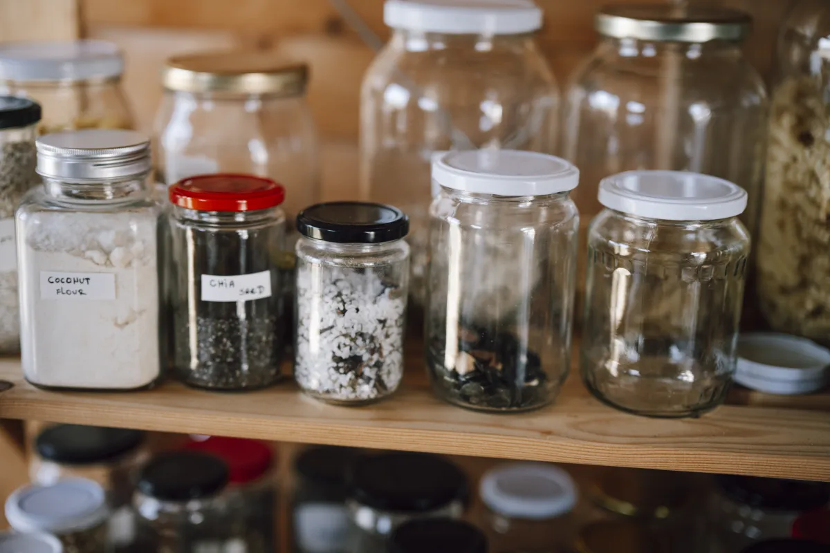 Airtight containers and jars used for proper food storage at home