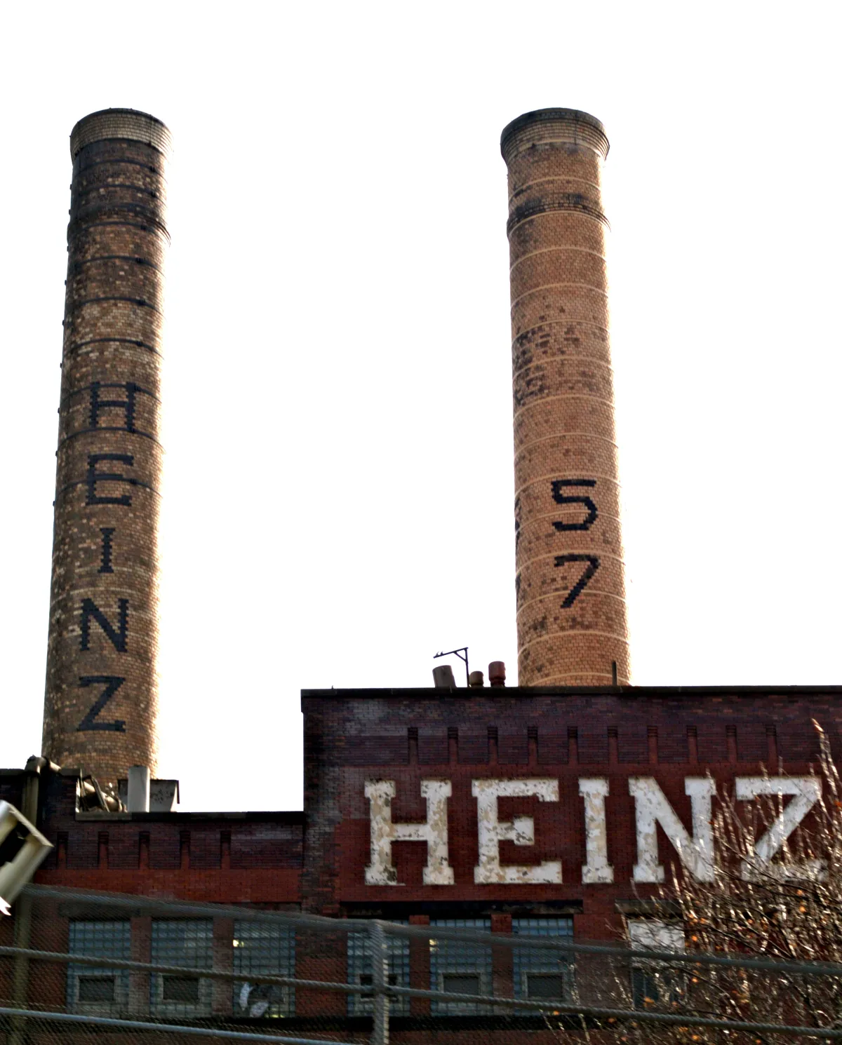 The historic Heinz factory and smokestacks in Pittsburgh, Pennsylvania