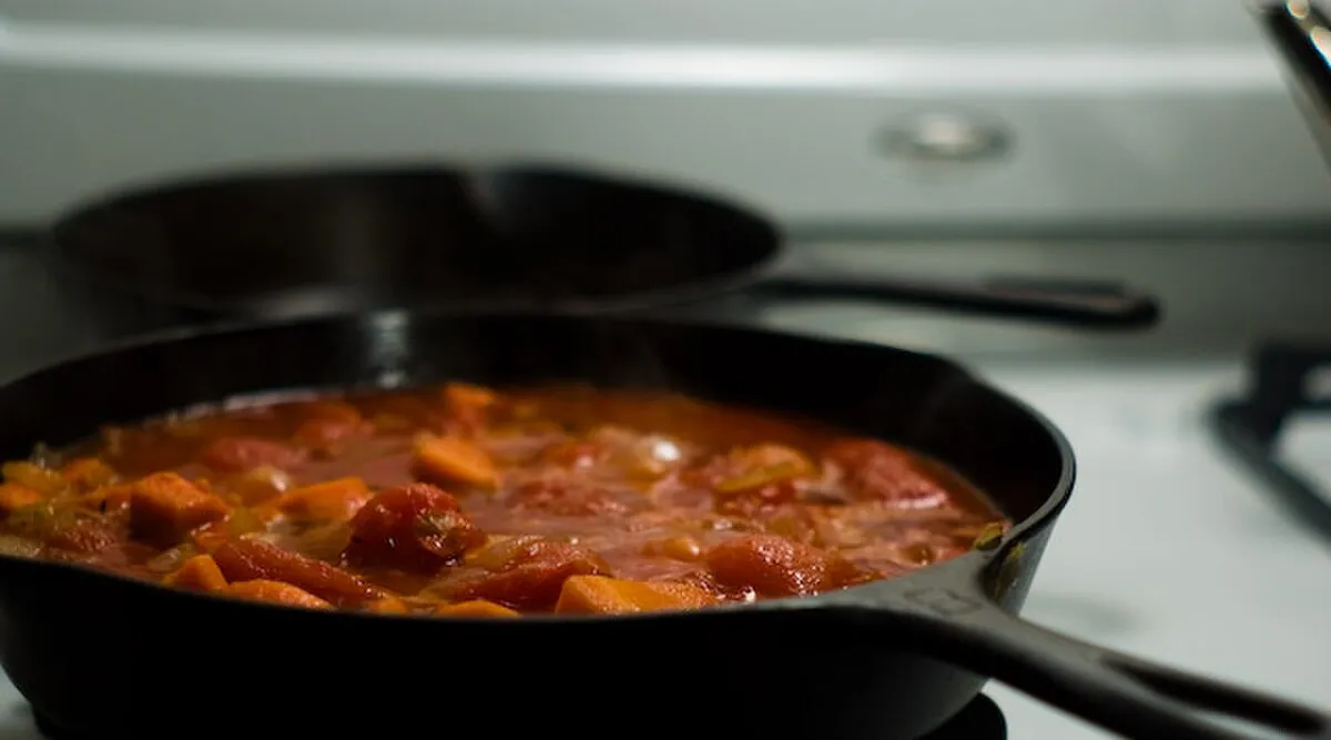Rich homemade tomato sauce simmering to perfection