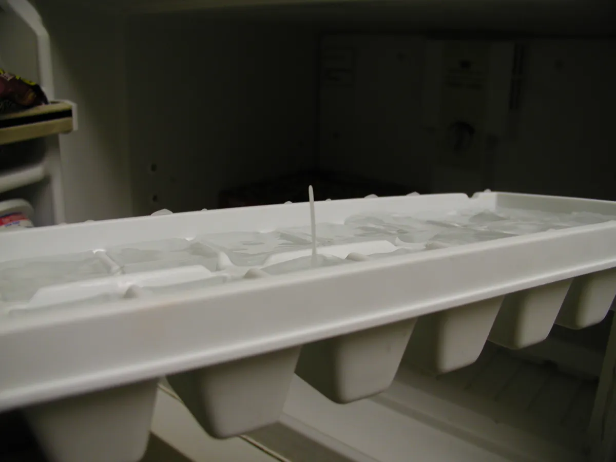 Ice crystals forming inside a home freezer compartment