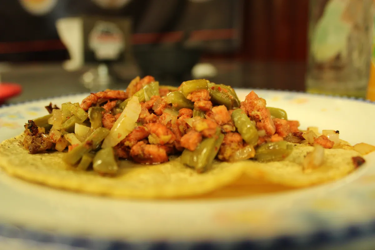 A traditional Mexican taco, showcasing authentic Mexican cuisine