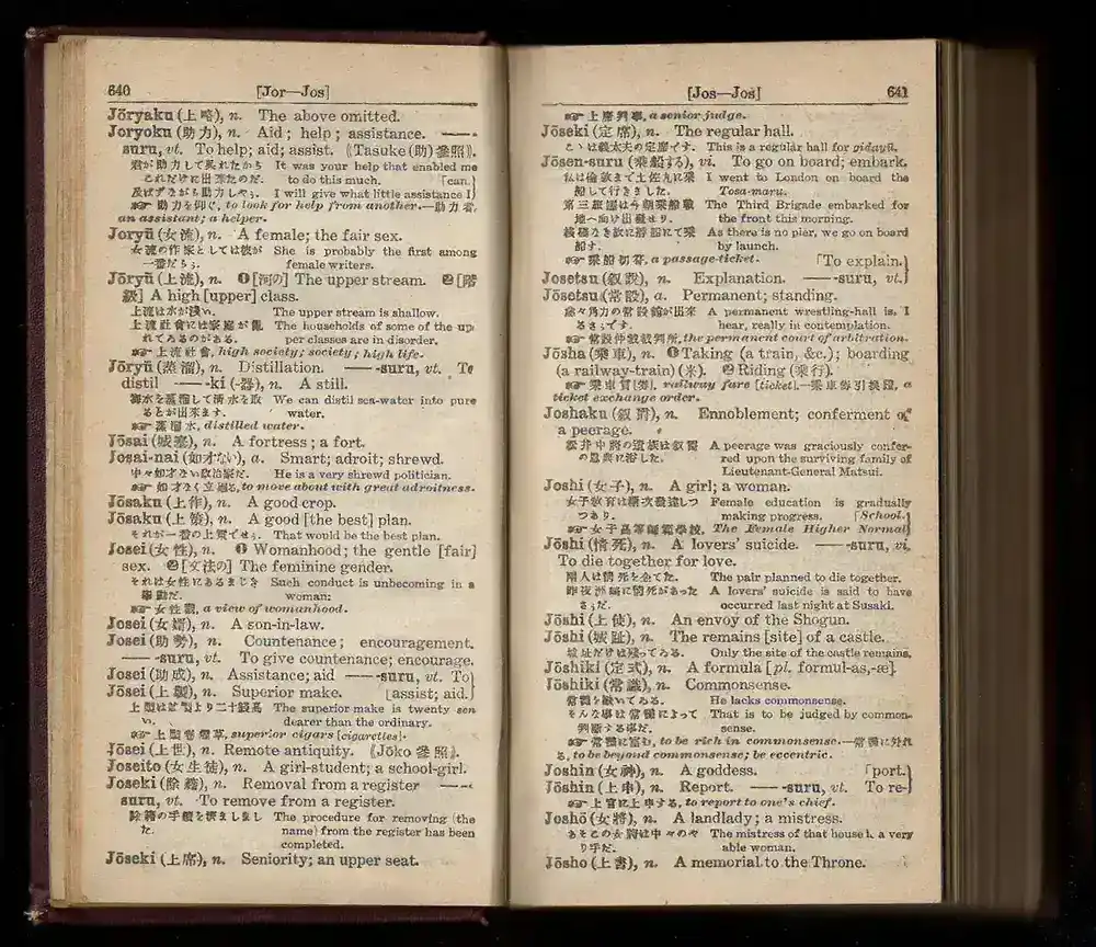 An old dictionary lying open