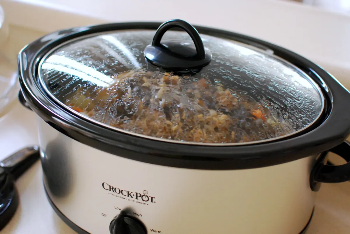 A trusty slow cooker ready for a batch of party meatballs