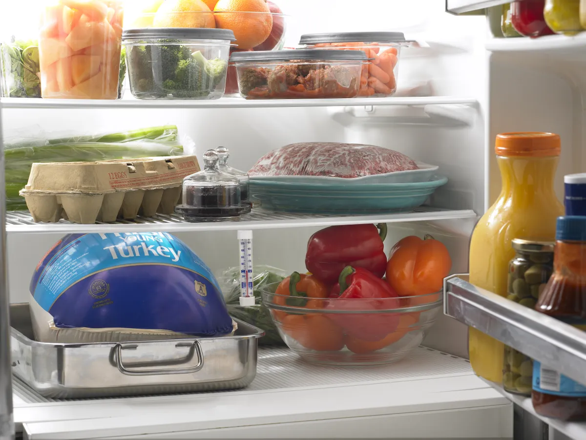 Safe food thawing practices inside a refrigerator